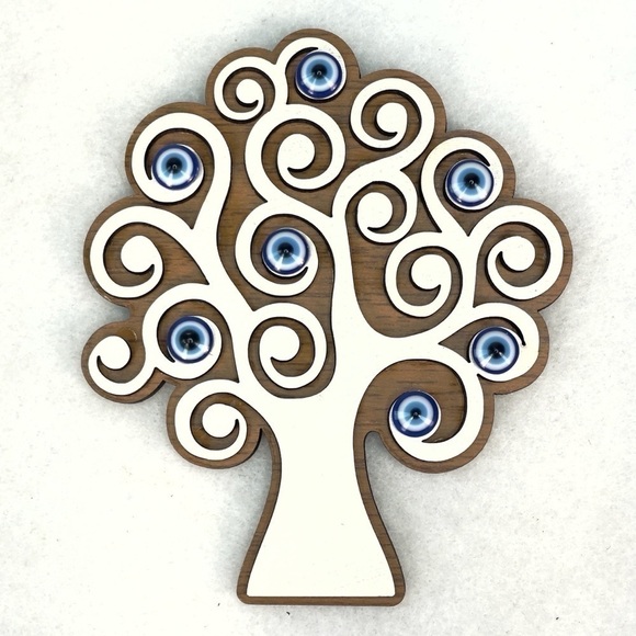 New Turkish Tree Of Life With Blue Evil Eyes Stones - Picture 1 of 4